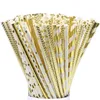 Packaging Dinner Service 25pcs/pack Gold Foil Paper Straws For Kids Baby Shower Birthday Party Wedding Decorative Event Supplies Drinking St