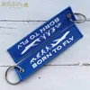 Keychains MiFaViPa Fashion Trinket Keychain Born To Phone Strap Embroidery Aviation Key Tag For Flight Crew Sleutelhanger Fred22