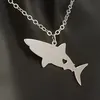 Акула кулон ожерелье с любовью сердце из нержавеющей стали животных очарование звена цепочка украшения для женщин и мужчин детские подарки оптом