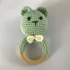 BPA Free Crochet Wooden Ring Baby Teether Safe Cute Animal Rattle Chewing Teething Nursing Soother Molar Infant Toy Accessories