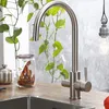 Drinking Water Faucet 3 Way Water Filter Purifier Kitchen Faucets For Sinks Taps 304 Stainless Steel Faucet Brushed Water Tap T200805