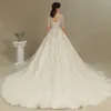 2021アラビアの豪華な半袖レースボールガウンのウェディングドレスチュールアップリケビーズRuched Chaipel Train Bridal Wedding Gowns CPH199