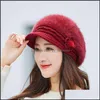 Beanie/Skl Caps Hats & Hats, Scarves Gloves Fashion Accessories Warm Girl Winter Autumn Beret Hat For Women Wool Knitted Mom Rabbit Fur Soli