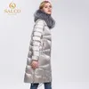 SALCO Le dernier manteau chaud d'hiver en coton perlé à grande fermeture éclair haut de gamme en vraie fourrure 201027