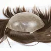 Mens Wigs europeiska mänskliga hårstycken Män Toupee Transparent tunn hud PU Hår ersättning Färg 3 Men Systems3643522