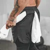 Mens 2 IN 1 Fitness Pants Quick-drying Stretch Fitness Leggings Gym Training Shorts Fashion New Pants