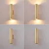 Wandlamp licht spiegel Gold Tube Design Lights Plating Aluminium Cover LED SCONCE HALLAY Coffee Shop Indoor Up and Down11