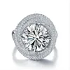 Luksusowe Prawdziwe Solidne 100% 925 Srebro Zaręczyny Obrączki Dla Kobiet Runda 3 Karadny Sona Diamond Ring Gemstone Biżuteria Hurtownie