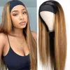 Ombre Blonde Highlight Bandeau de Cheveux Humains Perruques Cheveux Vierges Brésiliens Sans Colle Brun Miel Mélangé Blond Streaks Aucun Lace Front Cheveux Staight