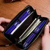 Hot koop heren lederen portefeuille met riem hoge kwaliteit rits portefeuilles mannen merk lange portemonnee mannelijke clutch casual lang geld tas