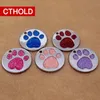 Cthold / lot circle dog paw form id märka glitter rostfritt stål tomt husdjur levererar krage tillbehör graverade berätta lj201112