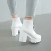 Noir blanc plate-forme bottines pour femmes talons hauts bottes dames Zip automne hiver chaussons femme bottes chaussures livraison directe 201106
