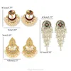 3 paia Bollywood Etnico Sposa Sposa Orecchini Kundan Perle di pavone Jhumka Jhumki Orecchini pendenti indiani Moda N30 20 Dropship B1205