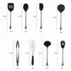 Utensili da cucina in silicone Set di secchielli di stoccaggio neri Set di cucchiai da cucina Pala 9 pezzi Set Combinazione di sicurezza T200415