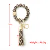 Animal Printing Silicone Bead Bracelet keychain Sunflower Wristlet Silicon Beads Womens Bracelet Keychains 14 colors