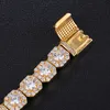 Hip Hop Gold Silver 11mm Cube Square Cubic Zircon Chain Necklace Micro Pave CZ Copper Smycken Drop