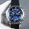 Sale New Day Date IW376805 Quartz Chronograph Mens Watch Blue Dial Stopwatch Steel Case Rubber Strap Watches STIW SwissTime High Quality