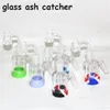 Hookahs Glass Bong Ash Catchers 14 mm 18 mm Dikke Pyrex Bubbler Catcher 45 90 graden Ashcatcher Water Pijpen Siliconen Nectar