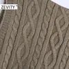 ZÉVITY NOUVELLES FEMMES FEMMES Col V Col V Twist Solide Pull à tricoter Féminin Sans manches Casual Slim Gilet Chic Loisirs Pullovers Tops S454 201017