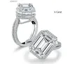 Lyxig gigantisk diamant 925 Sterling Silver Big Square Cut Diamond Ring
