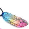 Natural Crystal Stone Pendant Seven Colourful Primordial Stones Pendants Hand Wound Life Tree Jewelry parts For Valentine Day