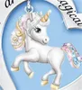 Einhorn-Anhänger „Love“-Schriftzug, süßes Herz, versilberte Halskette, neue Produkte, Schmuck, Geschenke, Modeaccessoire, heißer Verkauf, 2 3py M2