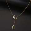 Moon Star Necklaces Mother Daughter Heart Chain Necklace Couple Mom Birthday Sister Gift Best Friends Women Men Jewelry