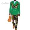 2 шт. Набор блейзер и брюки Мужская африканская одежда Анкара Одежда Bazin Riche African Wax Print Top Suits и брюки Устанавливает Wyn740 201109