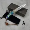 Damascus folding knife color shell 3D carved copper handle suitable for daily carrying collection of outdoor camping survival tools