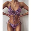 Bikini de cintura alta para mujer, bañador Sexy con estampado de leopardo, bañador femenino, Tanga de banda, conjunto de Bikini brasileño, traje de baño