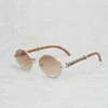 Lunettes de soleil de luxe pour hommes et femmes Vintage blanc noir corne de buffle hommes ronds Natura bois lunettes Woemn extérieur lunettes claires cadre Oculos nuances