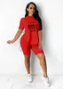 Summer Women Tracksuits Two Pieces Set Designer 2022 trends New Solid Colour Letters Printed Short Sleeve Pants Ladies Fashion Casual Suits S-XXL
