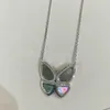 S925 Sterling Silver Butterfly Halskette für Frauen eingelegtes weißes Fritillaria Schwarzer grauer Schale im höchsten Qualität Luxus Fine2882903