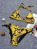 Kadınlar dantel bikini, çiçek mayosu ile altın renkler bikinis set mayo hızlı nakliye yeni varış