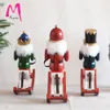 [MGT]30cm wooden crafts horse riding nutcracker king and soldier modeling puppet statue home decoration Christmas gift 201204