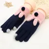 Vinter Touch Screen Stickade Handskar Kvinnor Kvinnor Tjock Plush Warm Wrist Driving Gloves Fashion Kanin Ear Knit Full Finger Handskar