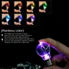 LED Light Bulbs Keychain Pendant Spiral Colorful Gradient Lights Bulb Key Chain Creative Gift keyring