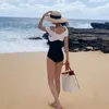 Корейский стиль 1pc Swimwear Женщины с купальными купальными купальными купальниками Сексуальная леди монокини Beahwear 2020 New T200708
