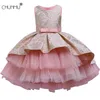 Flower Kids Dresses For Girls Lace Embroidery Dress Wedding Birthday Little Girl Ceremony Party Dress Children Clothing F1202