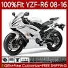 Faintings Injection For Yamaha YZF-R6 YZF R6 600 R 6 YZF-600 YZFR6 08 09 10 11 12 Gloss White 2013 2014 2015 2016 99NO.166 YZF600 2008 2009 2012 2012 13 14 15 16 16 oem