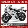 Carene iniezione per YAMAHA YZF-R6 YZF R6 600 R 6 YZF-600 YZFR6 08 09 10 11 12 Bianco lucido 2013 2014 2015 2016 99No.166 YZF600 2008 2009 2010 2011 2012 13 14 15 16 Corpo OEM