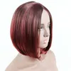 Burgundy Short Synthetic Wig Simulation Human Hair Wigs Hairpieces BOBO pelucas de cabello natural corto K84