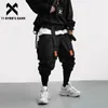 11 BYBB'S DARK Streetwear Amovible Ruban Cargo Pant Homme Hip Hop Fonction Pantalon Tactique Taille Élastique Jogger Hommes Pantalon 201114