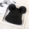 Cappello invernale Uomo e donna New Adult Plus Velvet Double Hair Ball Head Cappello di lana Warm Cute knitted Hat Tide dc868