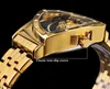 Forsining Men Skeleton Automático Mechanical Watch Vine Gold Man Watch Triangle Wristwatches Luxury Relógio irregular preto Dial5405322