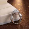 Vintage Fashion Jewelry 925 Sterling Silver Rose Gold Fill Rund Cut White Topaz Cz Diamond Gemstones Women Wedding Engagemeny Band Ring Set