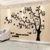 나무 3D 아크릴 미러 데칼 소파 TV 배경 벽 장식 DIY 가족 사진 프레임 스티커 201211