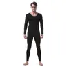 Mäns Thermal Underkläder 2st / Set Men Sexig Is Silk Long Johns Compression Set Transparent Bottom Tun Teughy Legging