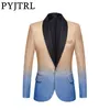 PYJTRL Hommes Mode Gradient Couleur Brillant Or Bleu Champagne Rose Noir Slim Fit Blazer Stage Singer Robe De Bal Costume Veste 201104