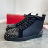 Nya Luxury Spikes Skor Studded Fashion Casual Trainer Red Suede Läder Mens Sneaker Kvinnor Plattbottnar Sko Party Lovers Toppkvalitet Storlek US5.5-US12 med låda